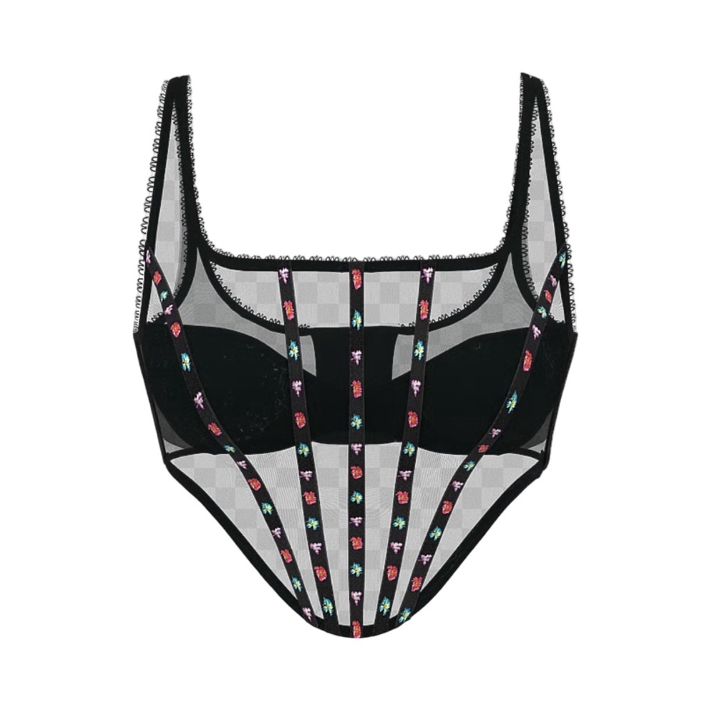 Victoria’s Secret Very Sexy Dark Blossom Embroidered Corset Top Size XL NWT